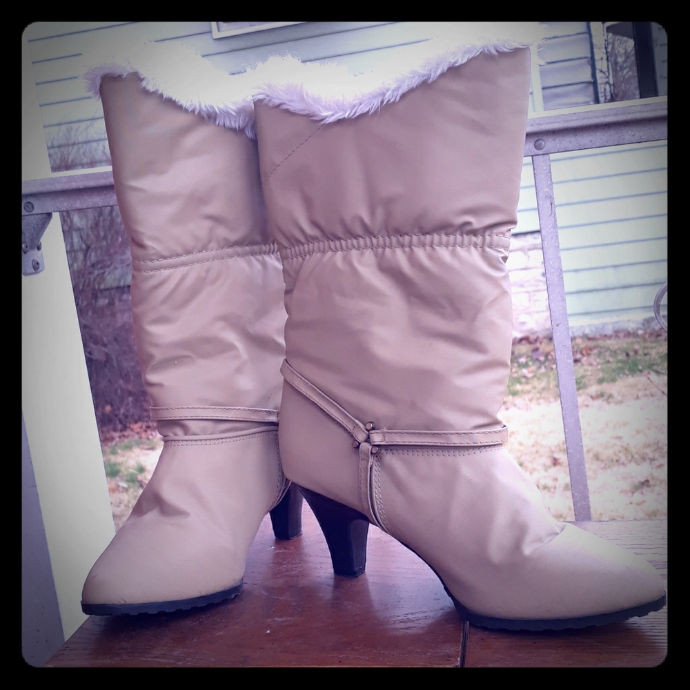 Vintage Khaki Tall Boots w/Heel